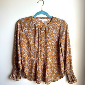 LOFT XS Petite Floral Button Down Blouse